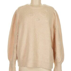 Embroidered cream pull over sweater - Size M